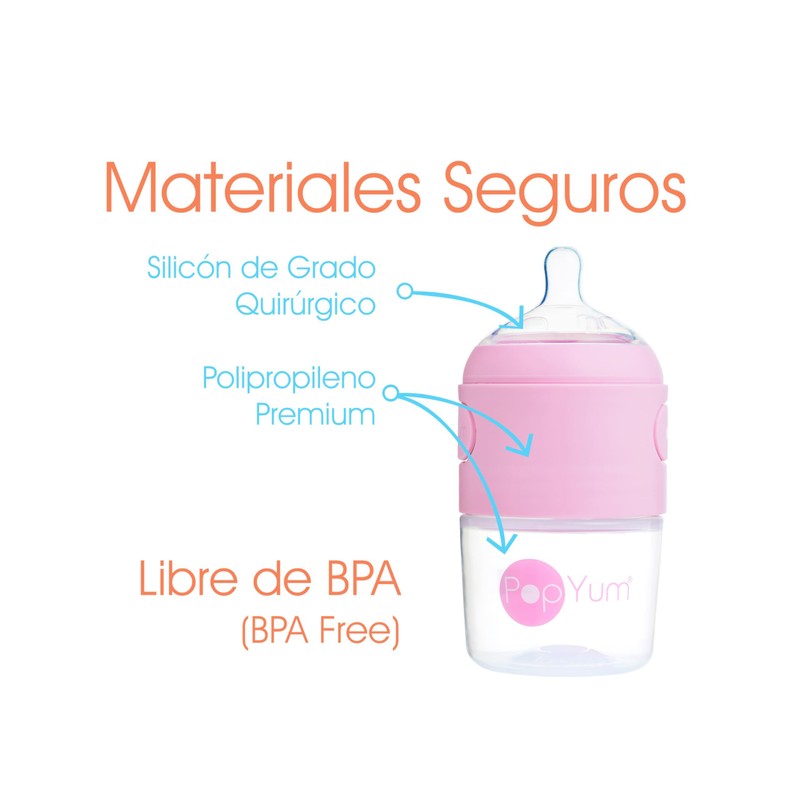 PopYum - Biberón anticólicos para bebé para preparar, mezclar y