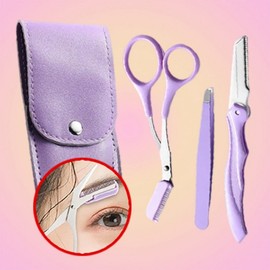 Delog Shop Eyebrow Scissors Set Thinning Scissors Tweezer Portable 1 Set, 1 Piece, Eyebrow Grooming Set Purple / 딜로그샾 눈썹가위세트 숱가위 트위저 휴대용 1세트, 1개, 눈썹정리세트 퍼플