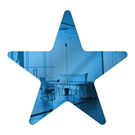 Marketing Holders Acrylic Mirror 5” Star Medium Blue Flat DIY Smooth Edge Blank Plexiglass Tiles .118 3MM Thick Rounded Corners Decor