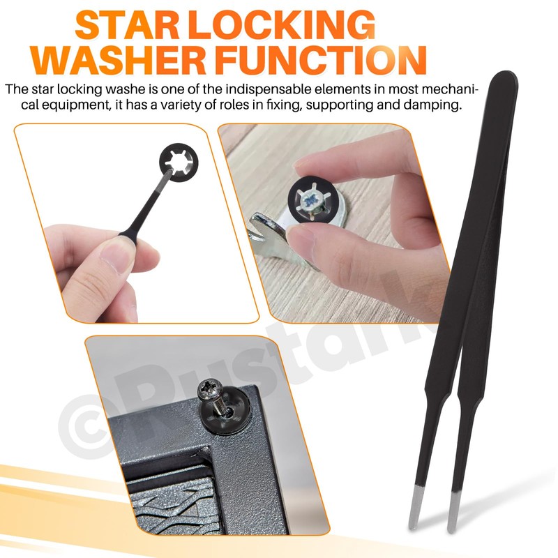 Rustark 261 Pcs M2-M12 Black Internal Tooth Star Lock Washers
