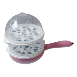 Cuher Mini Sárten Hervidor De Huevos Eléctrico Doble Piso