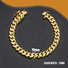 10mm Gold Plated Stainless Steel Cuban Link Chain Necklace &