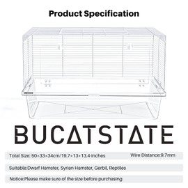 BUCATSTATE Hamster Cage with Acrylic Door Small Animal Cage and Habitats with Accessories for Dwarf Syrian Hamsters Degus Mices 19.7" L*13" W* 13.4" H