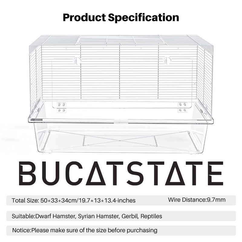 BUCATSTATE Hamster Cage with Acrylic Door Small Animal Cage and