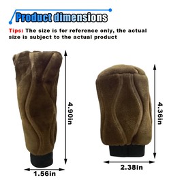 2PCS Plush Car Gear Shift Knob Cover & Handbrake Cover, Soft Fluffy Shifter Stick Protector, Comfortable Hand Brake Handle Cover, Universal Car Interior Accessories for Most Cars (Coffee)