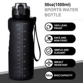 ADORIC Water Bottle 1.5L Leak Proof Drinks Bottle with Filter, BPA Free Tritan Non-Toxic Plastic Sport Water Cup, Flip Top, for Work, Gym, Travel, Sports