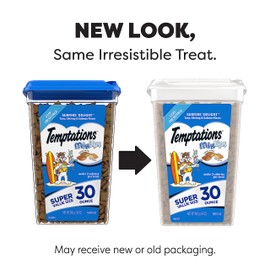 TEMPTATIONS MixUps Crunchy and Soft Cat Treats, Surfer's Delight Flavor, 30 oz. Tub