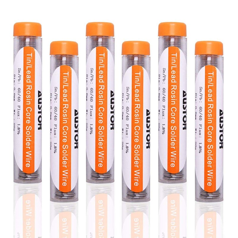 AUSTOR 6 Pack 60-40 Rosin Core Solder, Solder Wire Tin