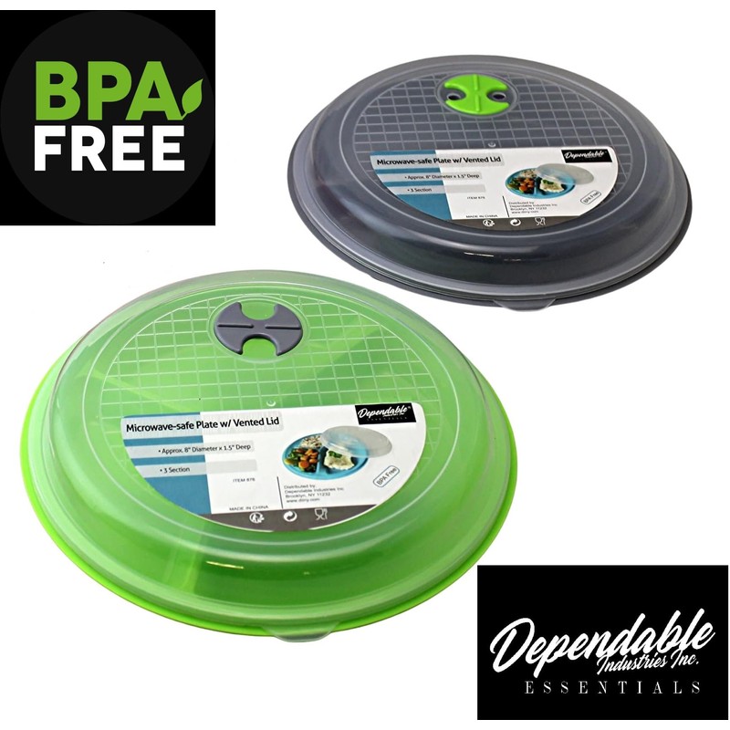 4-Pack Divided Microwave Plates with Vented Lids – BPA-Free, Stackable