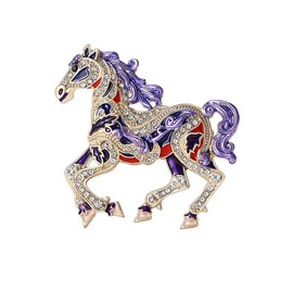 Horse Brooch Pin Horse for Women Men Unique Chinese Zodiac Horse Pin Year of the Horses Animal 2026 Brooch Good Luck Feng Shui Jewelry Gift (Purple)