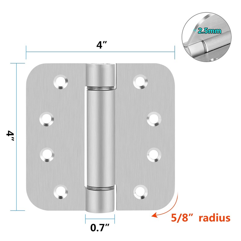 Hommyzone Adjustable Spring Door Hinge 4”X 4”, Stainless Steel Self-Closing