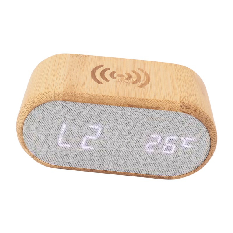 Wooden Alarm Clock USB Wireless Charging Wood LED Digital Display