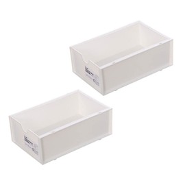 SHOWERORO Simple Elegant 2-pack Storage Boxes Stackable Storage Case Drawer for Desktop Cosmetics Office