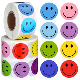 Outus 3000 Pcs Face Smile Stickers 1 Inch Happy Incentive Smile Labels Mini Colorful Encourage Motivational Stickers Round Behavior Reward Chart Sticker Rolls for Kid Student School Classroom