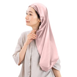 NICOCRAFT Silk Nightcap for Long Hair, Silk Cap, Cylindrical Nightcap, Long, Super Long Hair, 100% Silk, Tubular, Long Hair, Tubular, 29.5 inches (75 cm), pale pink