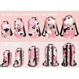 YUMQUA Mochila impermeable de 5 l/10 l/20 l/30 l/40 l/40 l/bolsas de almacenamiento impermeables para kayak, canotaje, natación, senderismo, camping y pesca
