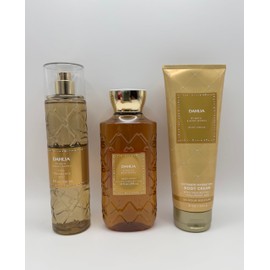 Dahlia - Bath & Body Gift Set - Fine Fragrance Mist 8 fl oz, Body Wash 10 fl oz, Ultimate Hydration Body Cream 8 oz with Shea Butter
