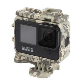 REFLEX CAMERA Camouflage Protective Frame Case for Go Pro Hero 13/12/11/10/9 – Shockproof Cover with Dual Cold Shoe Mounts, Durable Fit for Accessories, Outdoor & Adventure Filming