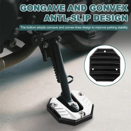 2-Pack Motorcycle Scooter Bike Kickstand Side Stand Pad Extender - Heavy Duty Anti-Skid Enlarged Foot Base Plate Support, Parking Aid for Soft Ground, Grass, Gravel, Sand & Hot Pavement(Silver1)