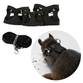Swirge 3Pcs Rat Harness and Leash, Small Animal Training Walking Vest Leash Adjustable Traction Rope Strap for Squirrel Gerbil Chinchilla Rat (Black)
