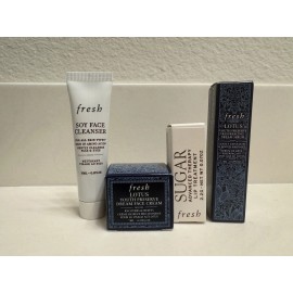 Fresh 5PC Fresh Skincare Soy Cleanser, Lotus Youth Reserve Serum, Face Cream Lip Balm
