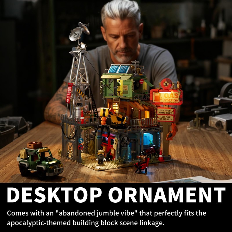Brixelion Doomsday Building Set, Modular Building Blocks with Lighting, Car,