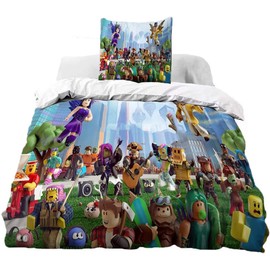 Ruiqieor Bed Linen 135 x 200 cm, Boys' 3-Piece Bed Linen Set, Girls Duvet Cover with Zip, 3D Bed Linen, Children's Bed Linen, 100% Microfibre, 3D Digital Print (#07)