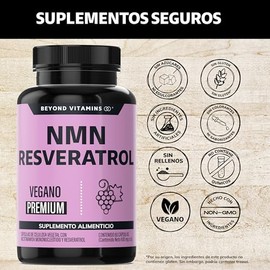 NMN + Resveratrol 99% + Betaína HCL + Quercetina Extracto | Beyond Vitamins | Producción de NAD+ | VCaps Cápsulas de tecnología Vegana | Premium Blend