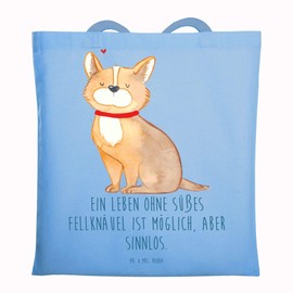 Mr. & Mrs. Panda Tote Bag Dog Happiness - Gift, Four-legged Dog, Shoulder Bag, Dog Mum, Saying, Pet, Dog Owner, Animal Lover, Shopping Bag, Dog Love, Dog Breed, Jute Bag, blue