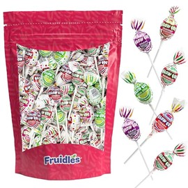 Fruidles Bubble Gum Filled Blow Pop Lollipops Hard Candy Suckers, Assorted Flavors, Individually Wrapped (100-Pack)