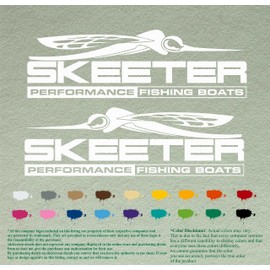 Pair of Skeeter Performance Boats Compatible Replacement Decals Vinyl Stickers Boat Outboard Motor Set of 2 (18", White 010)