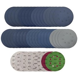 Viaky 36Pcs 125mm Sanding Discs, 5 Inch 8 Hole Wet Dry Hook and Loop 240 400 600 800 1000 1200 1500 2000 3000 Grit Round Sanding Pads, Orbital Sander Discs for Wood, Metal, Car, Furniture, Polishing