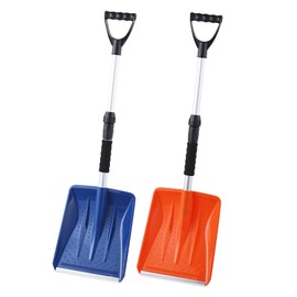 YEITSNOW Kids Snow Shovel Snowman Maker Portable Snow Removal Winter Emergency Tools for Car Driveways Use with Extendable Handle Foam Grip Aluminum Wear Strip