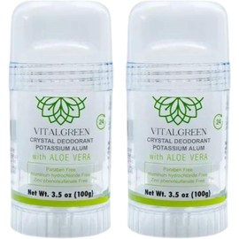 2 Pack Desodorante Cristal Alumbre Con Aloe Vera 100g Vital Green