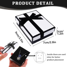 Small Gift Box and Gift Bag, 9x7x3cm Ribbon Jewellery Gift Box and Paper Gift Bag for Bracelet Earring Ring Necklace Gift Box with Lid for Gifts Presents