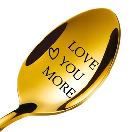 Jowmoy Love You More - Anniversary Birthday Gifts for Couple, Christmas Gifts, Personalized Coffee Spoon 1 Pcs Gold