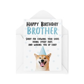 Funny Birthday Cards for Brother from The Dog | Pet Lover Greeting Cards On His Birthday | Puppy Card Sorry for Farting Waking Early CBH242