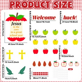 Jesus is The Core to a Great School Year Bulletin Board Set Christian Classroom Bulletin Board Decorations Welcome Back Religious Apple Cutouts for Sunday School VBS Classroom Chalkboard Wall Decor
