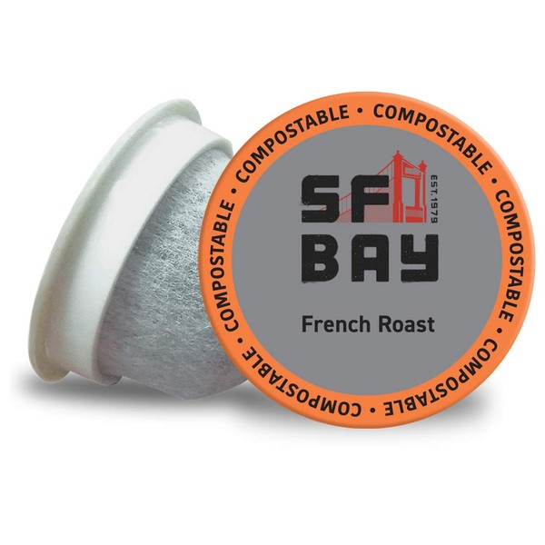 SF Bay Coffee French Roast 100 Ct Dark Roast Compostable Coffee Pods, K Cup Compatible including Keurig 2.0