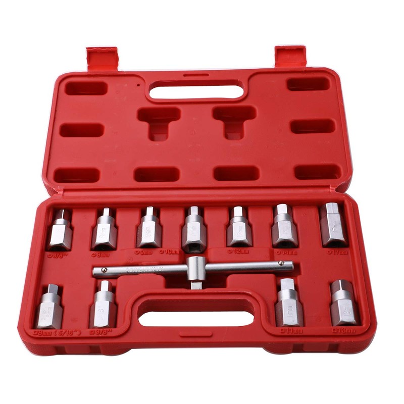 HERIS 12pcs Drain Plug Key Socket Set Axle Oil Sump