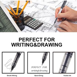 Rollerball Pens, 10 Pcs Black Gel Pens 0.7mm Fine Point Liquid Ink Quick Dry Ballpoint Pen for Writing, Journaling, Home Office, School, Stationery