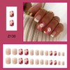 White French Tip Press on Nails Valentines Fake Nails Short