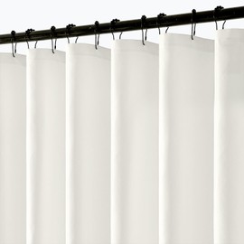 ANRODUO ANRODUO Fabric Shower Curtain with 12 Metal Hooks, White Cloth Shower Curtain Set - Waterproof & Heavy Duty Polyester, Button Hole Design, Machine Washable for Bathroom Hotel Bathtub, W72xL80