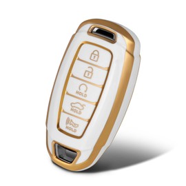 WORCAS for Hyundai 5 Buttons Soft TPU Key Fob Cover Case，Compatible with Hyundai Elantra Sel 2023 Palisade Elantra GT Accent Kona Santa Fe Veloster Fe(White)