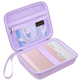 Canboc Carrying Case for Canon SELPHY QX20/ QX10 Portable Photo Printer, Mesh Pocket fit Photo Paper and Cable, Purple (Case Only)