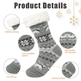 Cuddly Socks Women's Hut Socks Women's Warm Socks Fluffy Socks Stopper Socks Winter Socks Non-Slip Casual Socks Gifts Christmas, 2 Grey