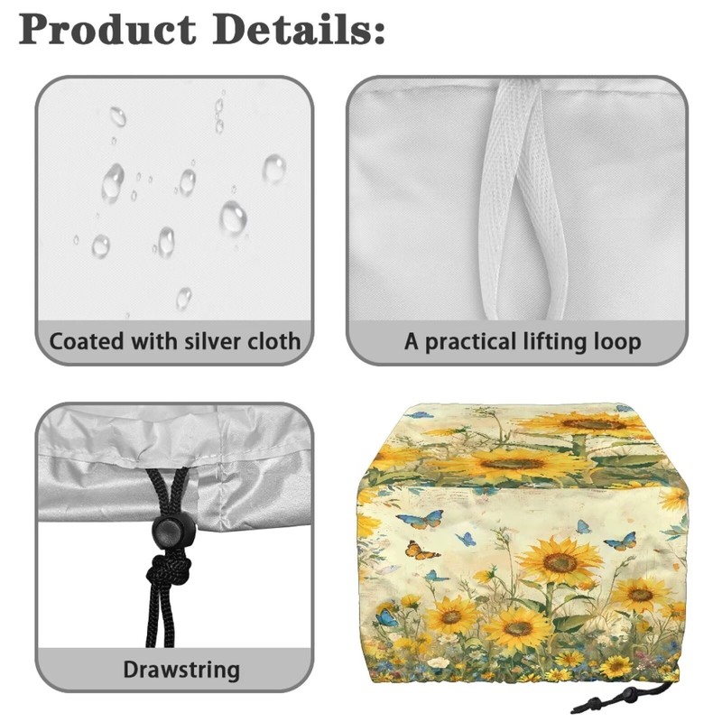 Tnasranmo Sunflower Butterfly Toaster Cover No Base, 4 Slice Wide