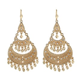 BOBIJOO JEWELRY - Modèle Flamenco Boucles d'oreilles Gitane Savoyardes Longues Pendantes Femme Plaqué Doré Or, Brass