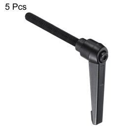 sourcing map 5pcs Adjustable Clamping Lever Handle M8 x 70mm Metric Black Oxide Carbon Steel Male Threaded Stud Hand Knobs Ratchet Rotating Screw Handles Bolts with Locking Lever Black