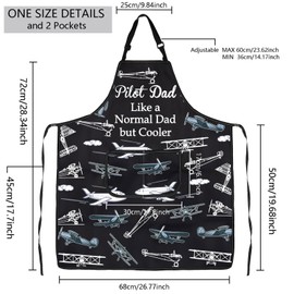 MBMSO Pilot Dad Apron Pilot Aviation Gifts Apron Funny Pilot Dad Gifts Like a Normal Dad but Cooler Airplane Cooking Apron, Pilot Dad Apron-b, Standard